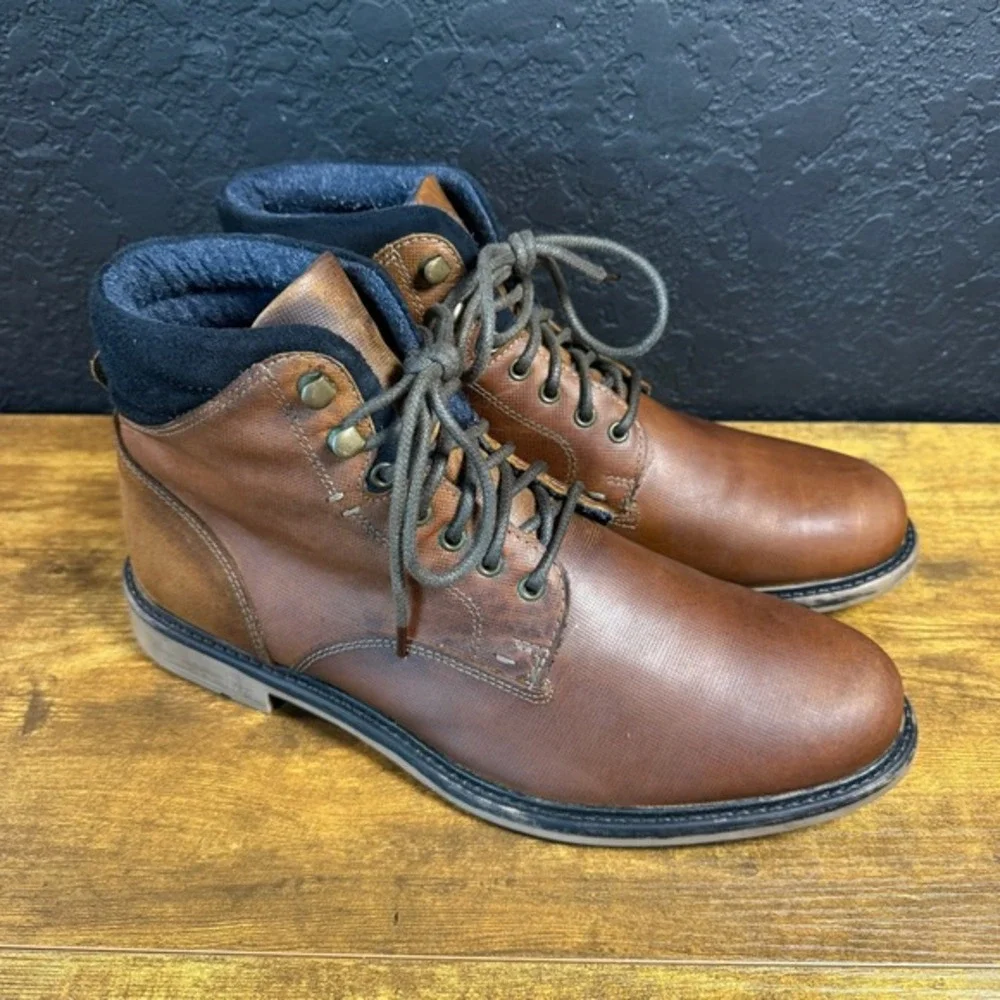 Red Tape Simon TXT 476288‎ Brown Leather Plain Toe Ankle Boots Mens Size 10.5